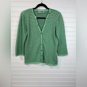 Vintage San Remo by Laura Knits women’s green and black sweater. Size XS.